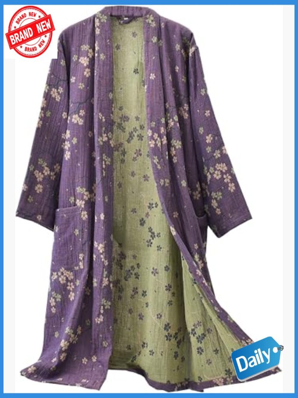 Cotton Gauze Jacquard Japanese Yukata Robe Nightgown Pajama Set